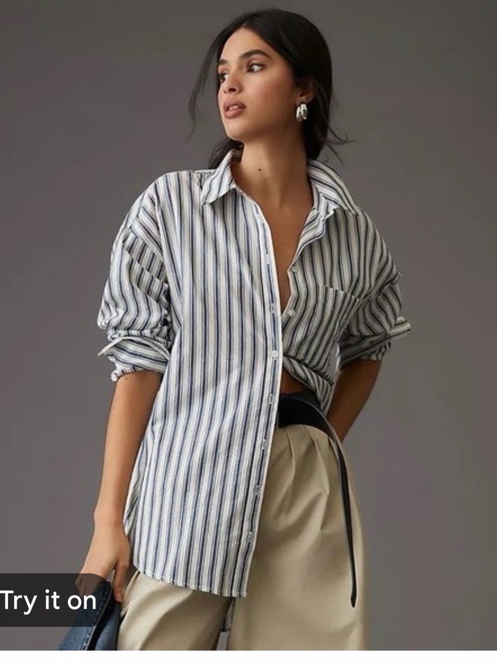 Maeve Anthropologie The Bennett Blue Striped Buttondown